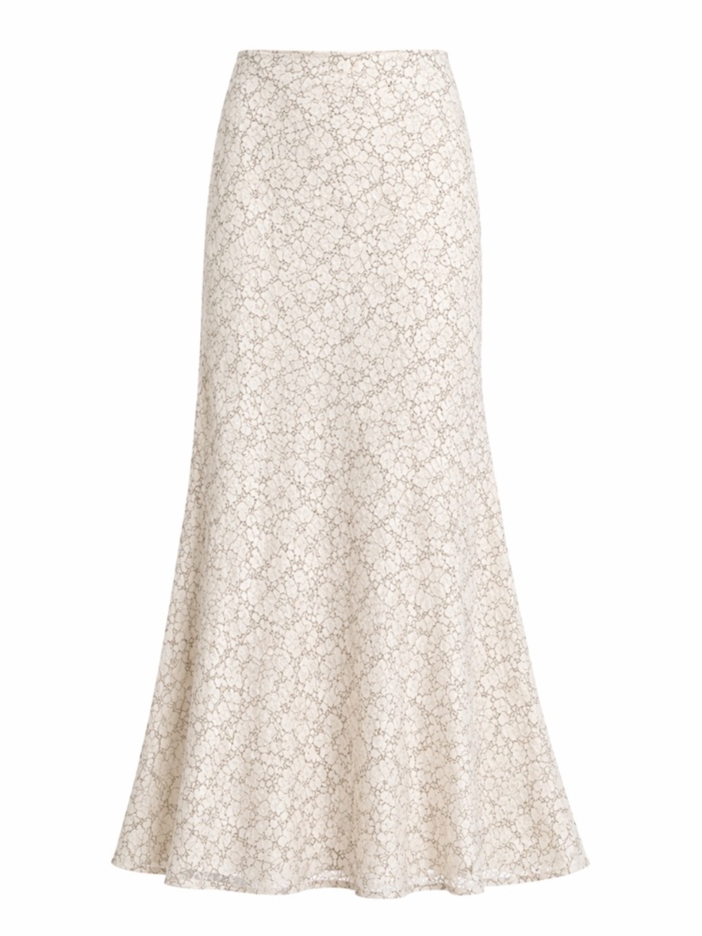 Belle Badgley Mischka Ivory Lace Maxi Skirt Black Floral Overlay Size 10